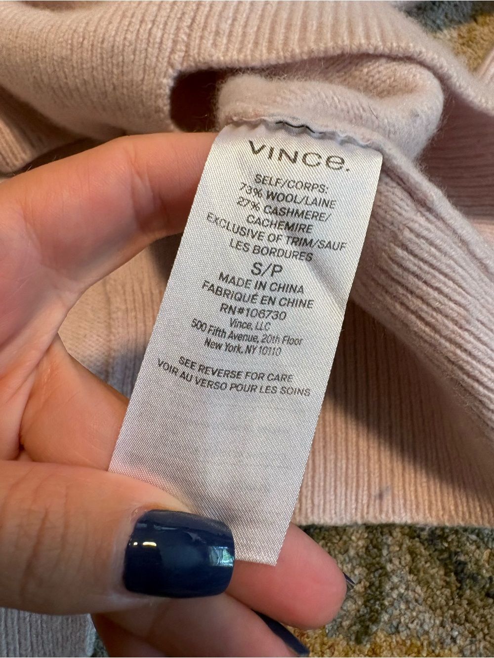 Vince Asymmetric Wool and Cashmere Blend Sweater Small Pink - Picture 4 of 6